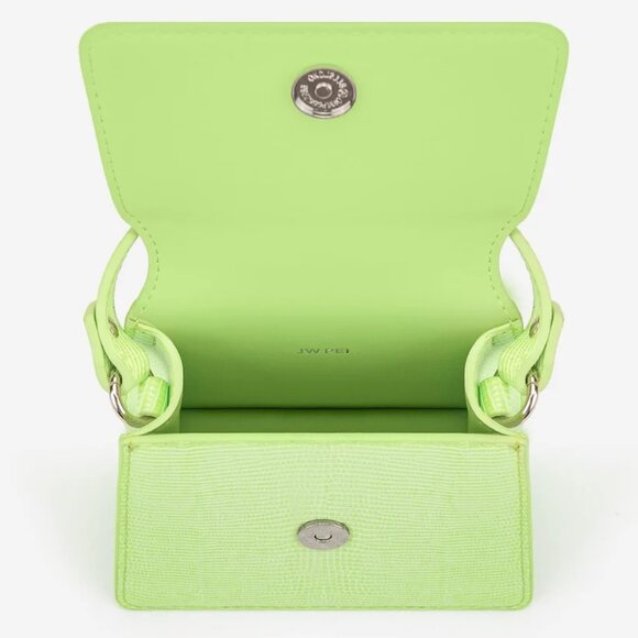 JW Pei Fae Mini Top Handle Bag in Lime Green Lizard - Picture 3 of 12